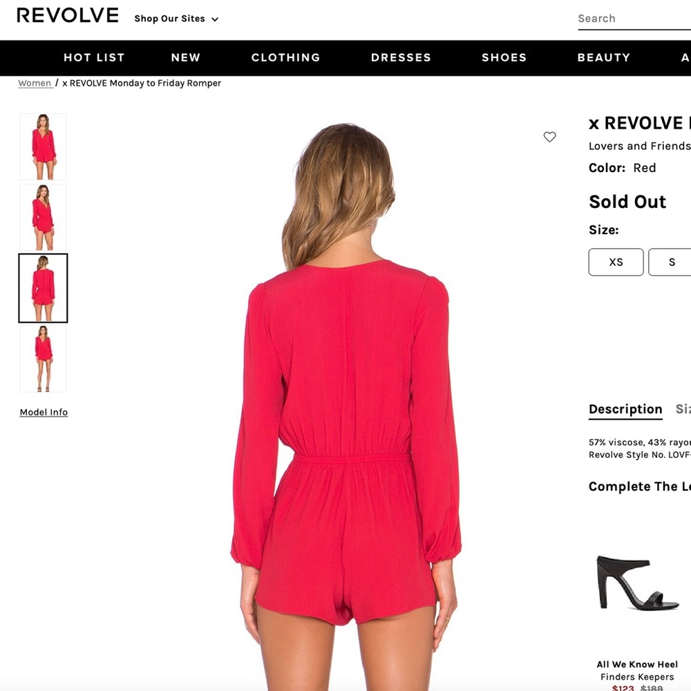 Lovers + Friends Red Long Sleeve Romper - Picture 3 of 5
